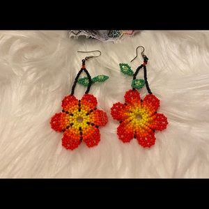Beautiful flower earnings hand made beaded